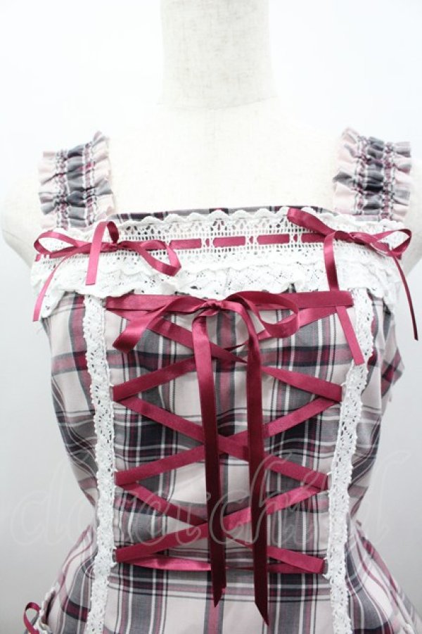 画像3: BABY,THE STARS SHINE BRIGHT / 裾スカラップタータンチェックジャンパースカート  ピンクＸチェック I-26-03-02-095-BA-OP-SA-ZI (3)