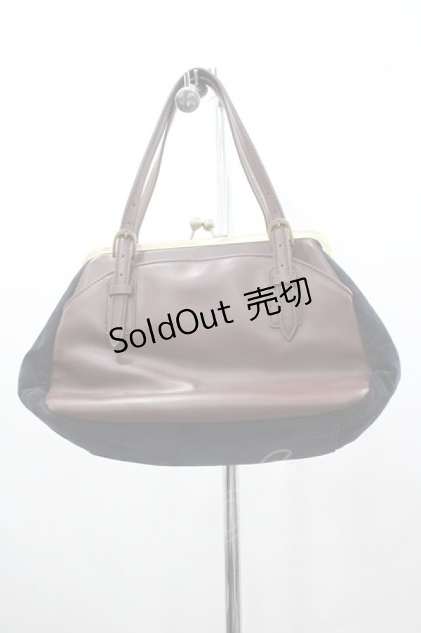 画像2: axes femme / レース切替スエードがま口バッグ  黒 I-26-03-02-101-AX-CO-SA-ZI (2)