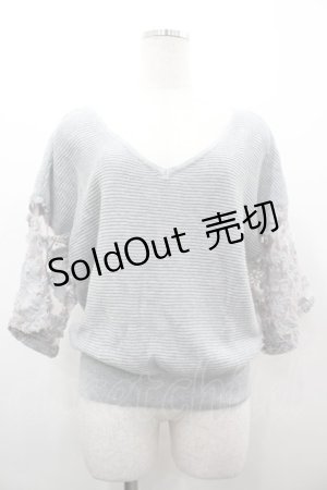 画像: axes femme / 袖シースルー刺繍ニット M グレー I-26-03-02-011-AX-TO-TE-ZI