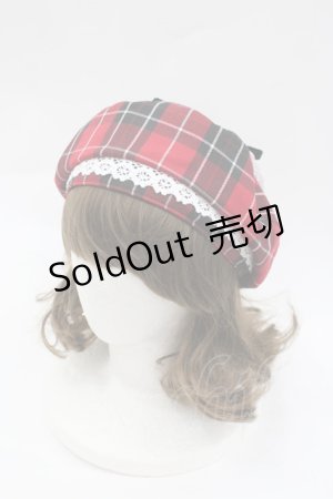 画像: Eri Aino's collaboration / シャーロットの水曜日ベレー帽  赤チェックＸ黒 I-26-03-02-108-PU-AC-SA-ZI