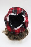 画像2: Eri Aino's collaboration / シャーロットの水曜日ベレー帽  赤チェックＸ黒 I-26-03-02-108-PU-AC-SA-ZI (2)