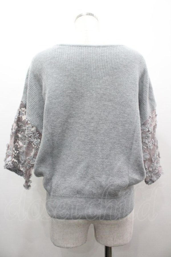 画像2: axes femme / 袖シースルー刺繍ニット M グレー I-26-03-02-011-AX-TO-TE-ZI (2)