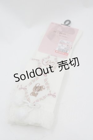 画像: m petit by misako / AMOKクマポンポン　オーバーニーソックス  濃白 I-26-03-02-122-LO-ZA-TE-ZI
