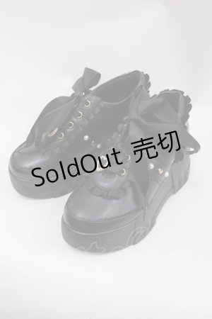 画像: Amavel / 厚底フリルスニーカー L 黒 I-26-03-02-125-CA-SH-SA-ZI