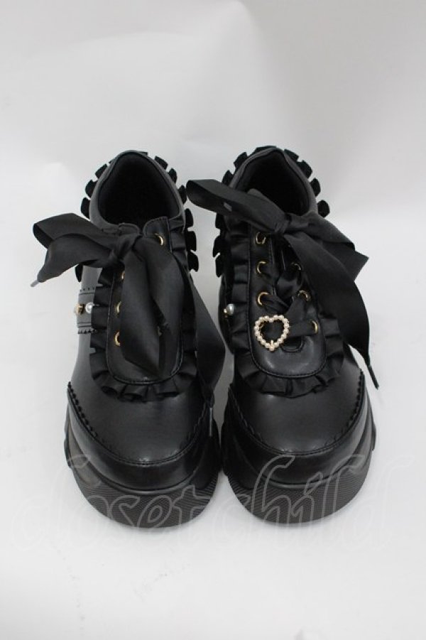 画像2: Amavel / 厚底フリルスニーカー L 黒 I-26-03-02-125-CA-SH-SA-ZI (2)