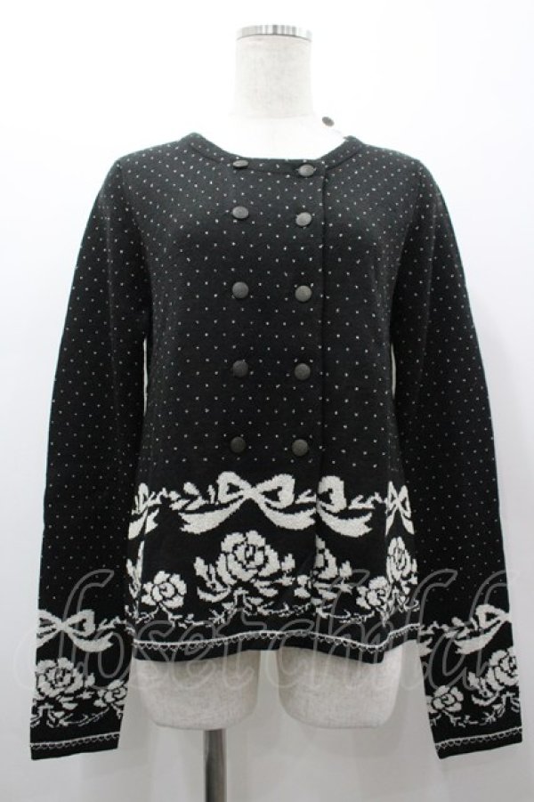 画像1: ANECDOTE axes femme / リボンバラデザインニット M クロ I-26-03-02-013-AX-TO-SA-ZI (1)