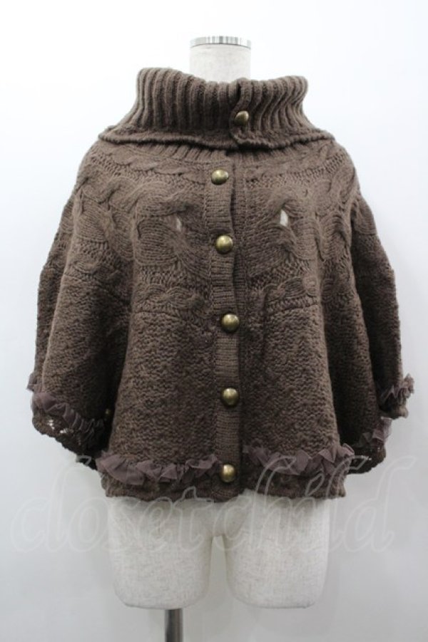 画像1: axes femme / ハイネックニットポンチョ M ブラウン I-26-03-02-015-AX-TO-TE-ZI (1)