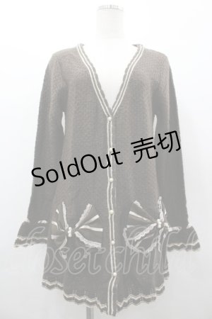 画像: axes femme / シフォンリボン使いロングカーディガン M 茶 I-26-03-02-016-AX-TO-TE-ZI