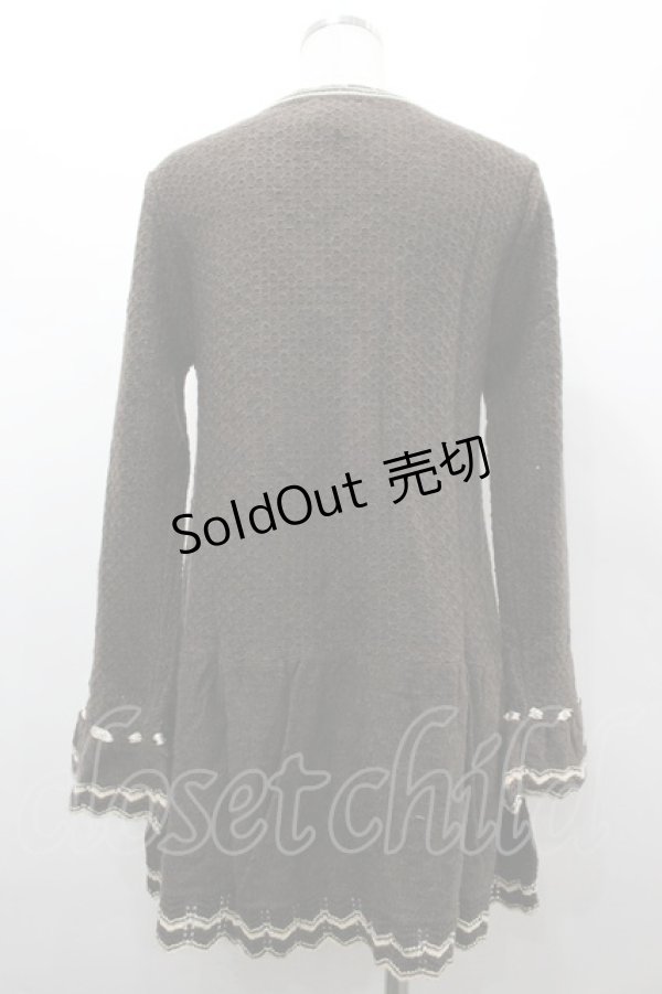 画像2: axes femme / シフォンリボン使いロングカーディガン M 茶 I-26-03-02-016-AX-TO-TE-ZI (2)