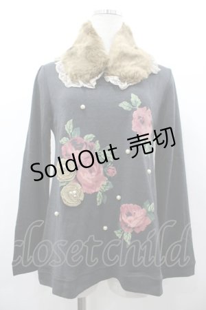 画像: axes femme / ファーティペット付花柄プルオーバー M キナリ I-26-03-02-017-AX-TO-TE-ZI