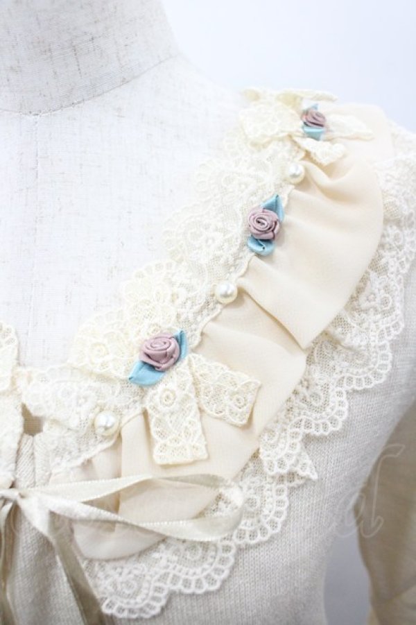 画像3: axes femme / 襟元バラ使いニットプルオーバー M キナリ I-26-03-02-002-AX-TO-TE-ZI (3)