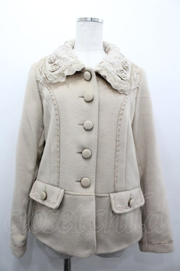 画像1: axes femme / デコ衿ショートコート L ベージュ I-26-03-02-024-AX-JA-SA-ZI (1)