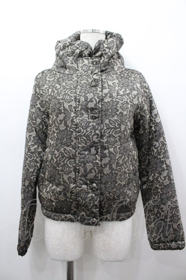 画像1: axes femme / ハイネックレースジャケット  黒Ｘベージュ I-26-03-02-026-AX-JA-SA-ZI (1)