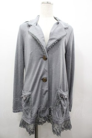 画像: axes femme / リボンレースポケットカーディガン M グレー I-26-03-02-029-AX-TO-SA-ZI