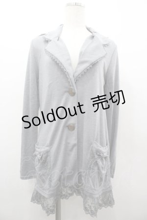 画像: axes femme / リボンレースポケットカーディガン M グレー I-26-03-02-029-AX-TO-SA-ZI