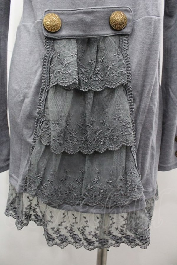 画像3: axes femme / リボンレースポケットカーディガン M グレー I-26-03-02-029-AX-TO-SA-ZI (3)