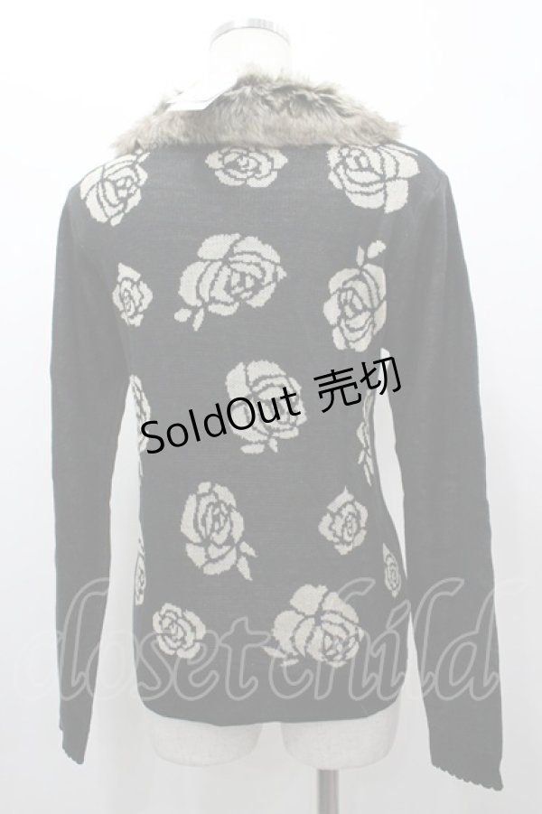 画像2: axes femme / バラ柄ファーティペット付きPO M 黒 I-26-03-02-003-AX-TO-TE-ZI (2)