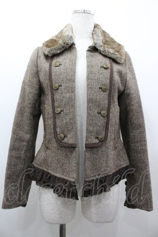 画像1: axes femme / ファー襟ジャケット M ブラウン I-26-03-02-032-AX-JA-SA-ZI (1)