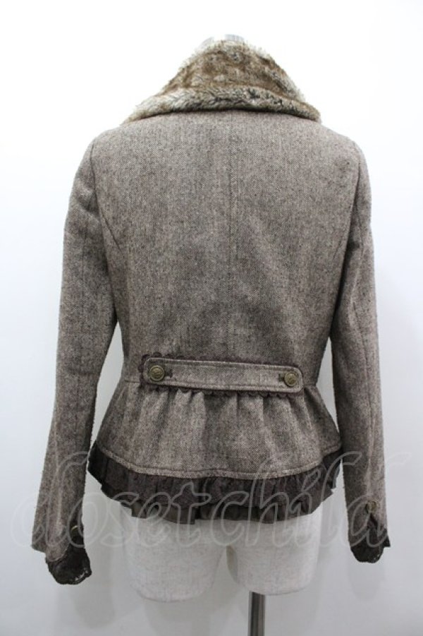 画像2: axes femme / ファー襟ジャケット M ブラウン I-26-03-02-032-AX-JA-SA-ZI (2)