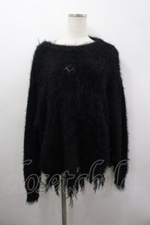 画像: REFLEM / ロゴリベットフェザーヤーンニット  黒 I-26-03-04-004-PU-TO-SA-ZI