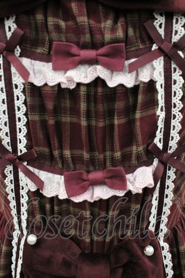 画像4: Cute.Q（海外ロリータブランド） / ベイリーズガールズチェックワンピース  ボルドーチェック I-26-03-04-031-GO-BL-SA-ZI (4)