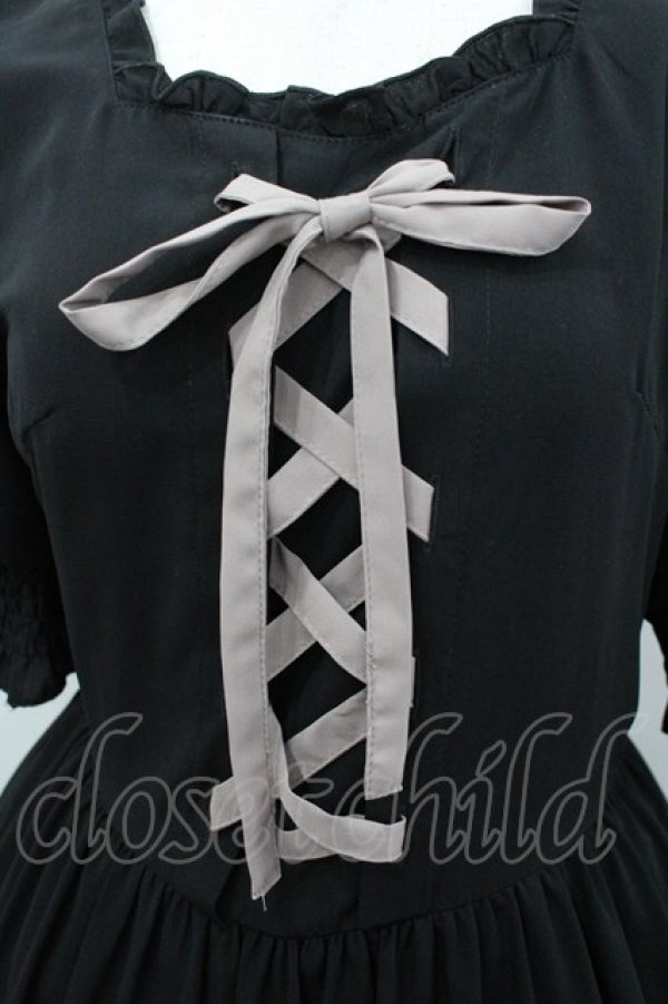 画像2: m petit by misako / AMレースアップワンピース S 黒 I-26-03-04-035-LO-OP-TE-ZI (2)