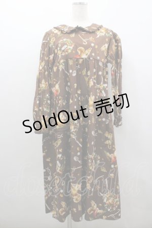 画像: PINK HOUSE / ウィンターフォレストトリートプリントミディワンピース  チョコレート I-26-03-04-038-LO-OP-TE-ZI