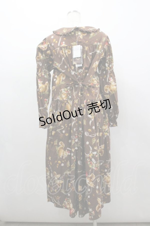 画像2: PINK HOUSE / ウィンターフォレストトリートプリントミディワンピース  チョコレート I-26-03-04-038-LO-OP-TE-ZI (2)