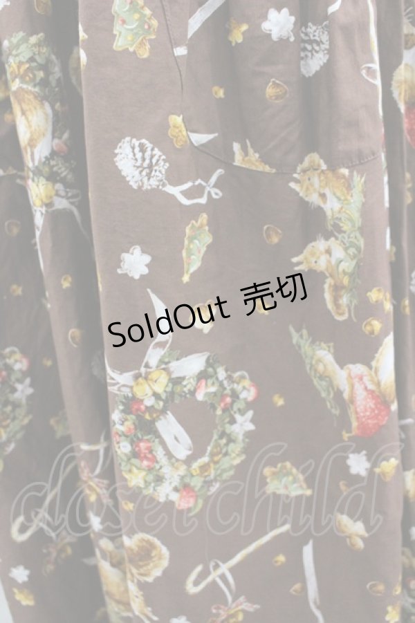 画像3: PINK HOUSE / ウィンターフォレストトリートプリントミディワンピース  チョコレート I-26-03-04-038-LO-OP-TE-ZI (3)