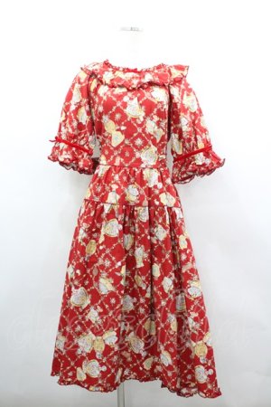 画像: PINK HOUSE / パフュームプリントミディワンピース  ローズレッド I-26-03-04-039-LO-OP-TE-ZI