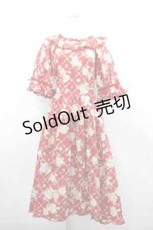 画像: PINK HOUSE / パフュームプリントミディワンピース  ローズレッド I-26-03-04-039-LO-OP-TE-ZI