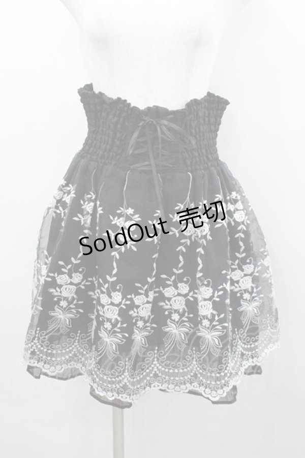 画像1: axes femme / オーガンジー刺繍ハイウエストスカート M 黒 I-26-03-04-041-AX-SK-TE-ZI (1)