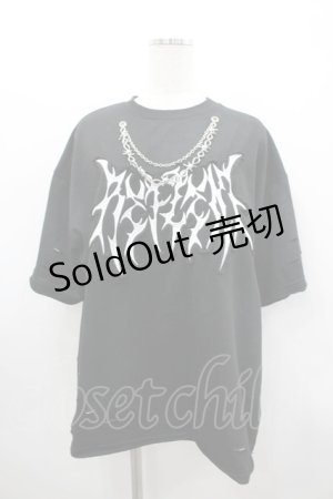 画像: REFLEM / チェーン付き顔料加工Tシャツ  黒Ｘ白 I-26-03-04-005-PU-TO-SA-ZI