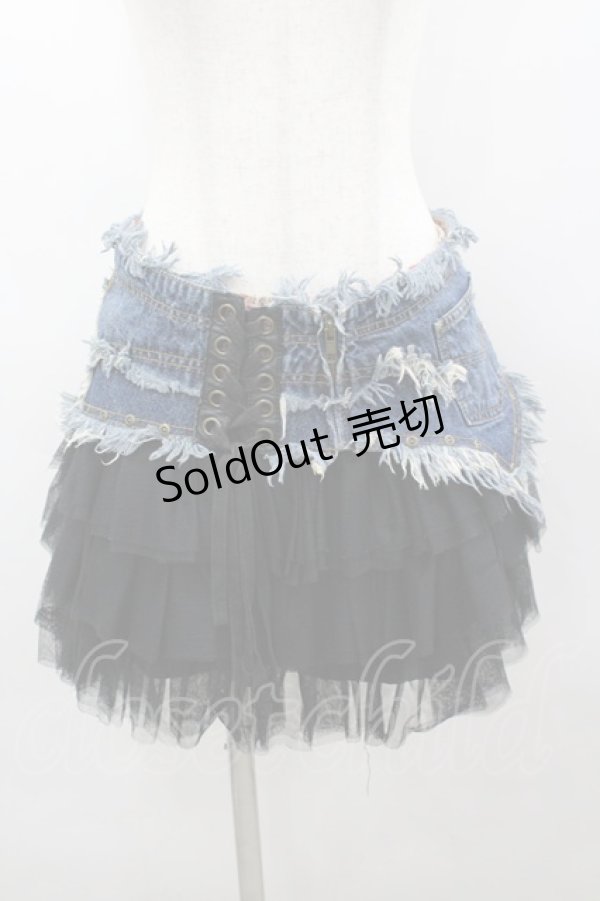 画像1: ALGONQUINS / チュールレイヤードデニムスカート F  I-26-03-04-042-AL-SK-TE-ZI (1)