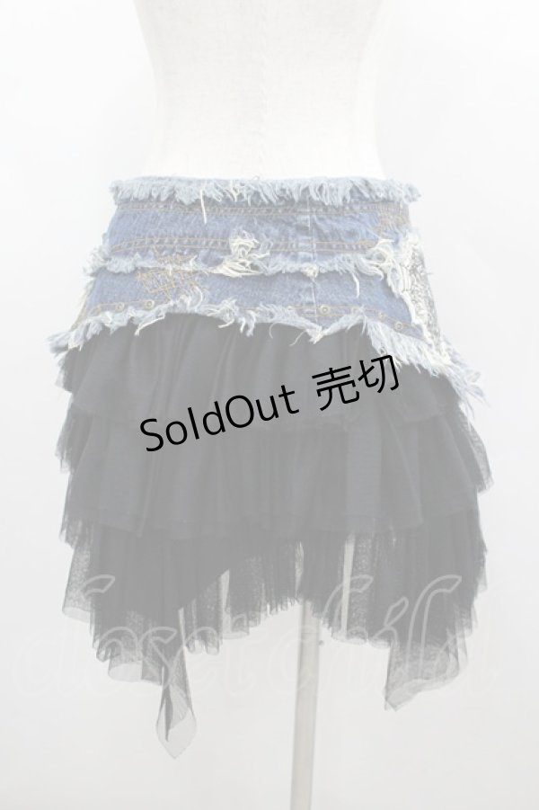 画像2: ALGONQUINS / チュールレイヤードデニムスカート F  I-26-03-04-042-AL-SK-TE-ZI (2)