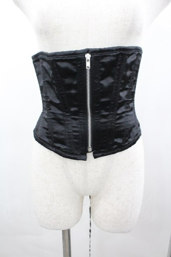 画像1: Dangerous nude / サテンコルセット M 黒 I-26-03-04-045-PU-BL-TE-ZI (1)