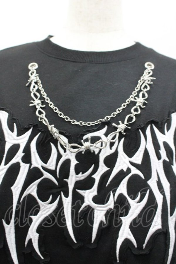 画像2: REFLEM / チェーン付き顔料加工Tシャツ  黒Ｘ白 I-26-03-04-005-PU-TO-SA-ZI (2)