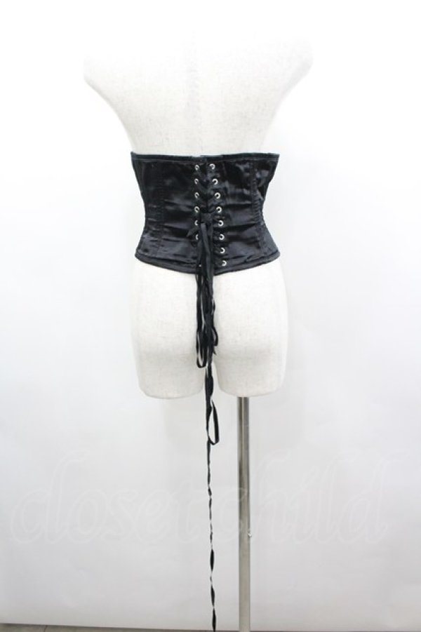画像2: Dangerous nude / サテンコルセット M 黒 I-26-03-04-045-PU-BL-TE-ZI (2)