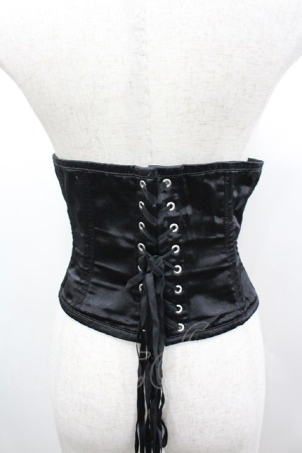 画像3: Dangerous nude / サテンコルセット M 黒 I-26-03-04-045-PU-BL-TE-ZI (3)