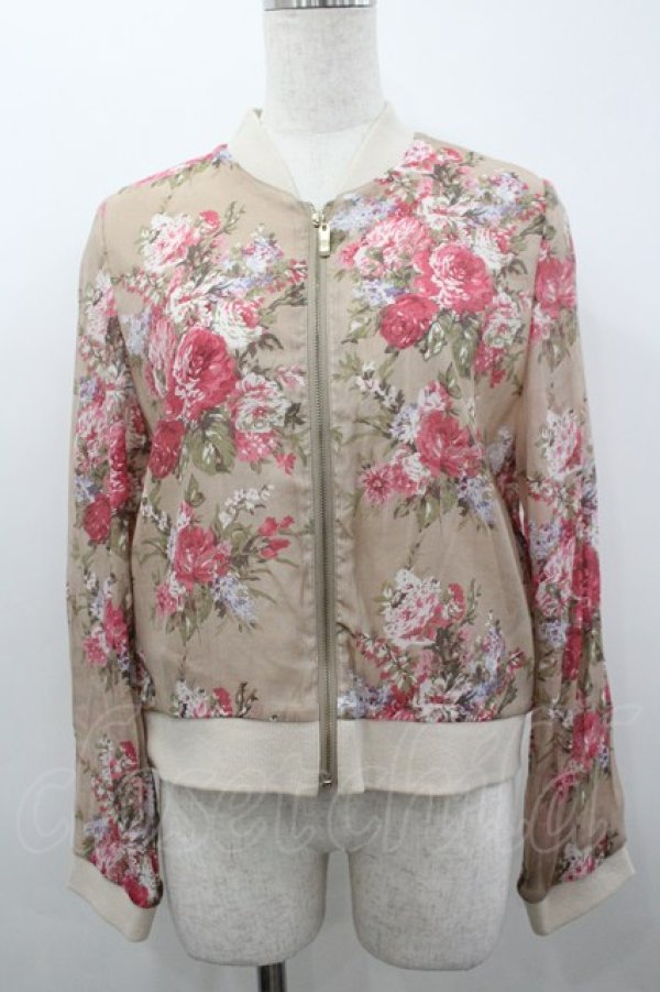画像1: axes femme POETIQUE / 大花柄シャツブルゾン M ベージュ I-26-03-04-050-AX-TO-TE-ZI (1)