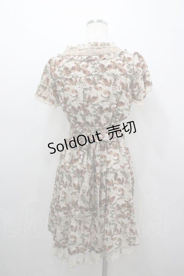 画像3: axes femme / ローズリーフ柄ティアードワンピース M ベージュ I-26-03-04-053-AX-OP-TE-ZI (3)