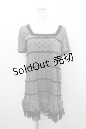 画像: axes femme / フロッキードットカットチュニック M グレー I-26-03-04-060-AX-TO-TE-ZI