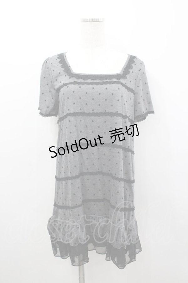 画像1: axes femme / フロッキードットカットチュニック M グレー I-26-03-04-060-AX-TO-TE-ZI (1)