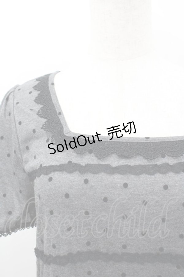 画像2: axes femme / フロッキードットカットチュニック M グレー I-26-03-04-060-AX-TO-TE-ZI (2)