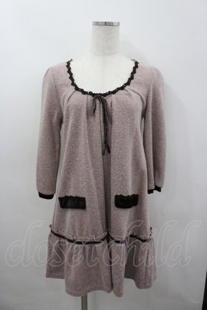 画像: axes femme / フェイクポケットツイードチュニック M ピンク I-26-03-04-070-AX-TO-TE-ZI