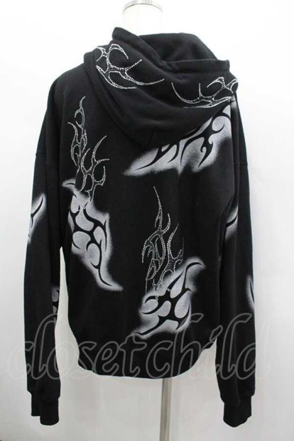 画像3: REFLEM / トライバルラインストーン長袖ジップアップパーカー  黒Ｘ白 I-26-03-04-007-PU-TO-SA-ZI (3)