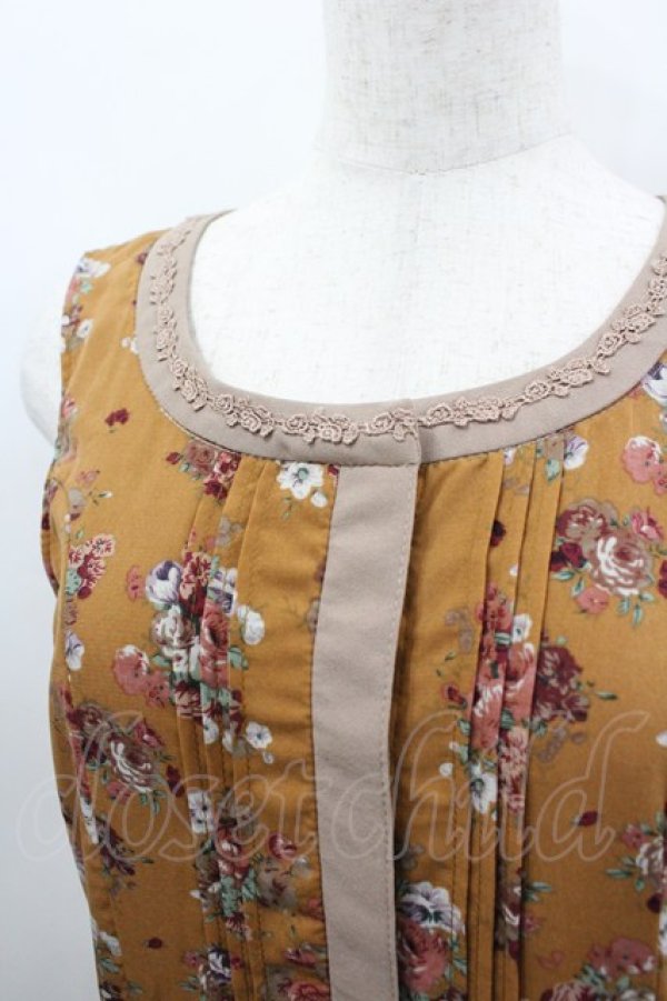 画像2: axes femme / 花柄ｘ無地ラインワンピース M ブラウン I-26-03-04-072-AX-TO-TE-ZI (2)