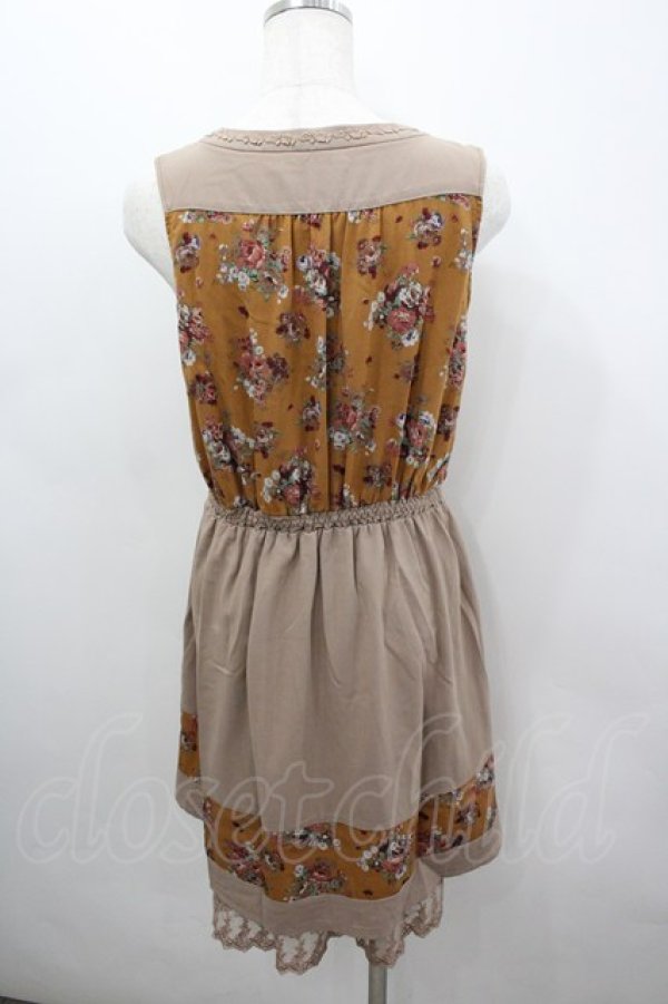 画像3: axes femme / 花柄ｘ無地ラインワンピース M ブラウン I-26-03-04-072-AX-TO-TE-ZI (3)