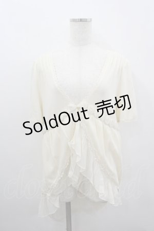 画像: axes femme / フロントローズモチーフ裾プリーツシフォンロングカーディガン M キナリ I-26-03-04-073-AX-TO-TE-ZI