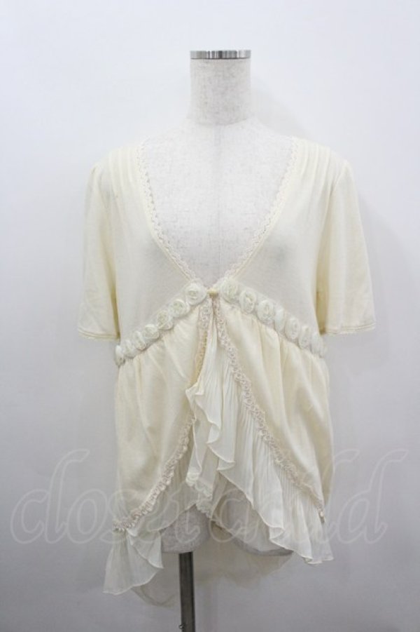 画像1: axes femme / フロントローズモチーフ裾プリーツシフォンロングカーディガン M キナリ I-26-03-04-073-AX-TO-TE-ZI (1)